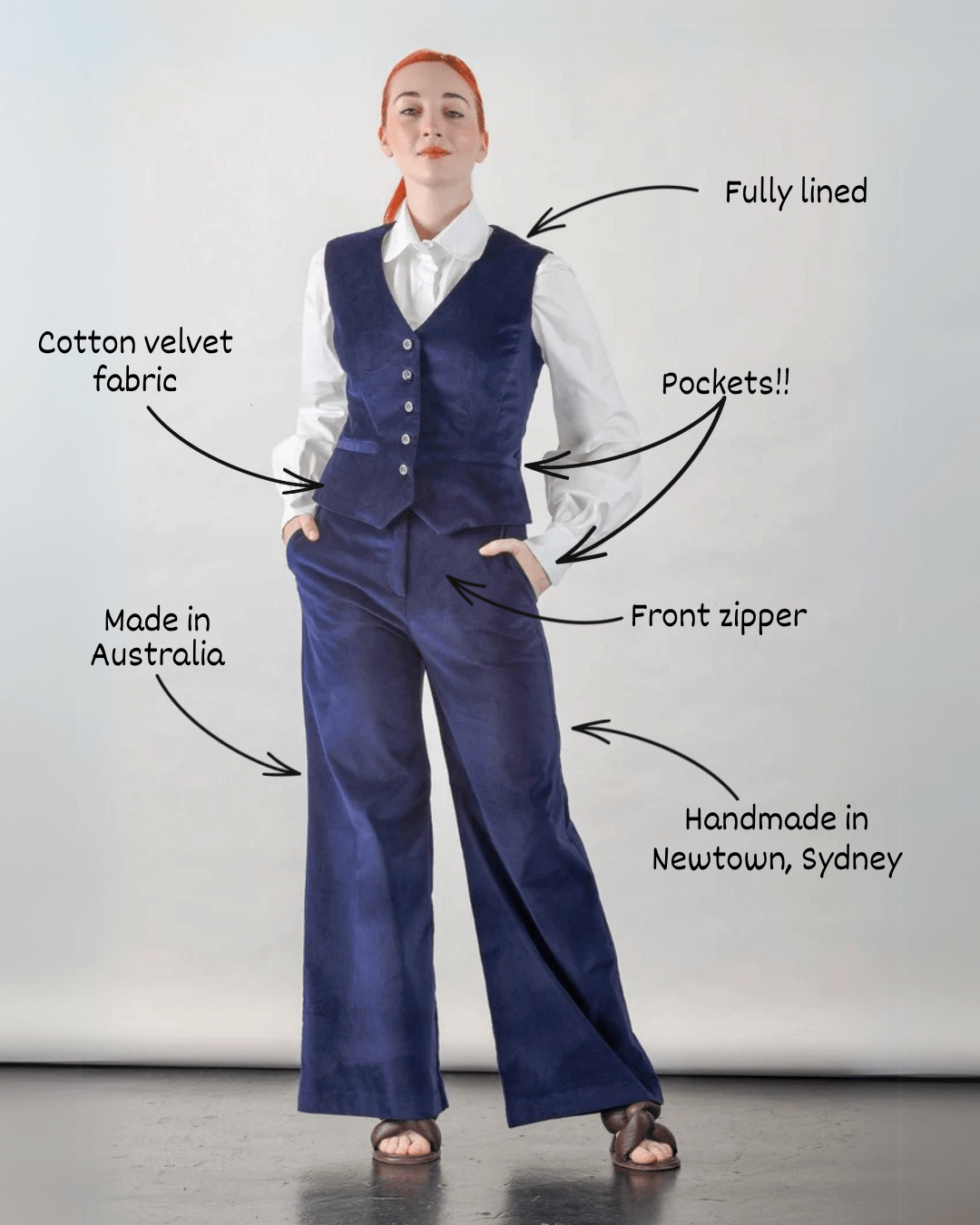 Navy Velvet Vest