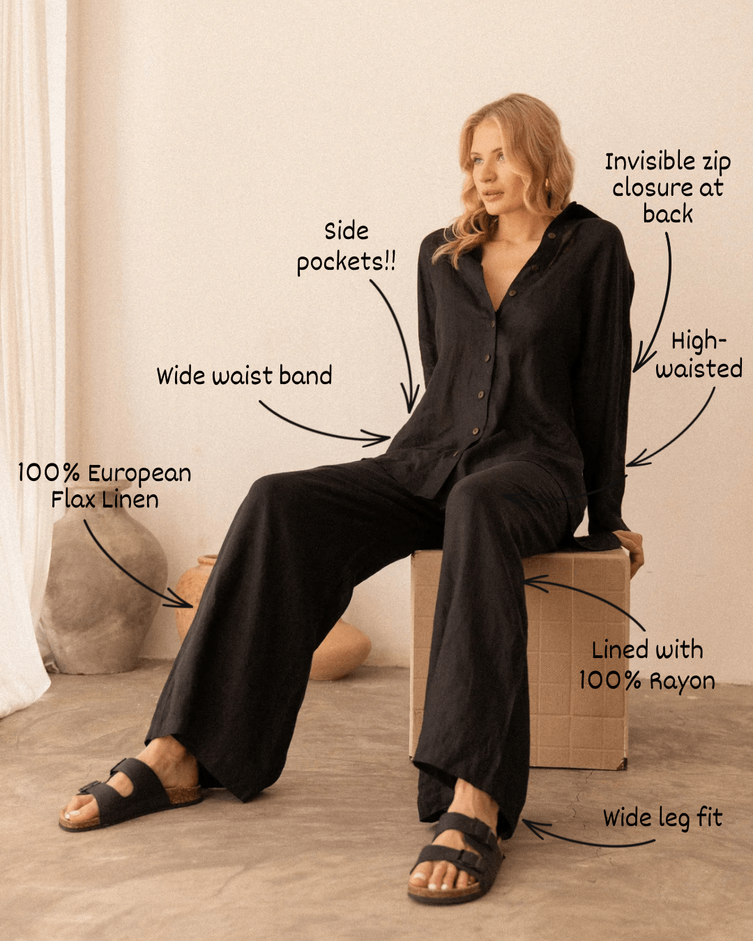 Florence Wide Leg Linen Pant