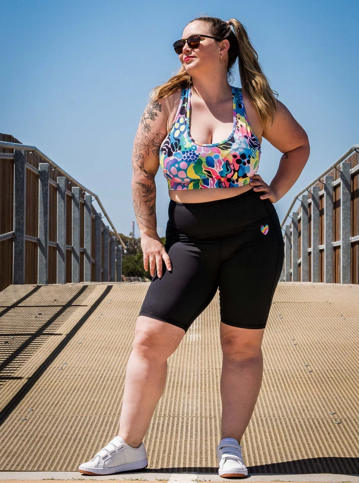 Rainbow at Heart Everyday Black Bike Shorts