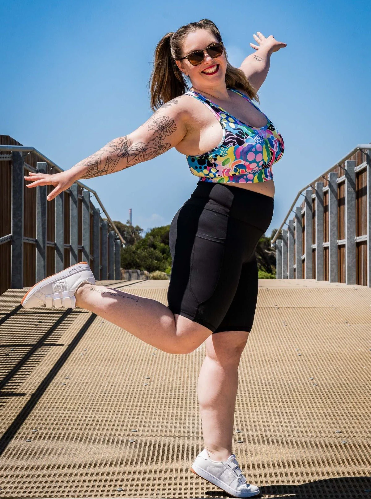 Rainbow at Heart Everyday Black Bike Shorts