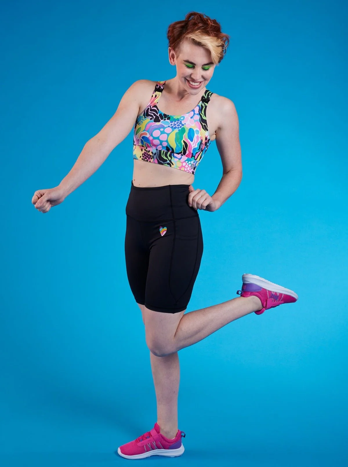 Rainbow at Heart Everyday Black Bike Shorts