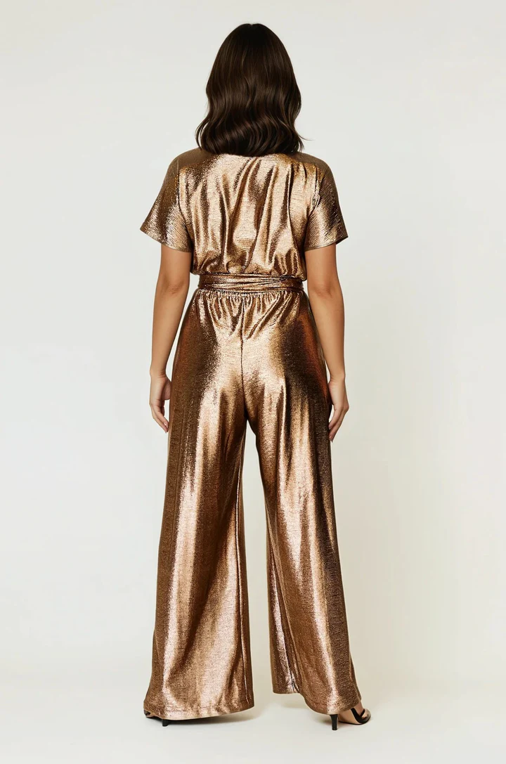 Helena Cap Sleeve Jumpsuit Gold