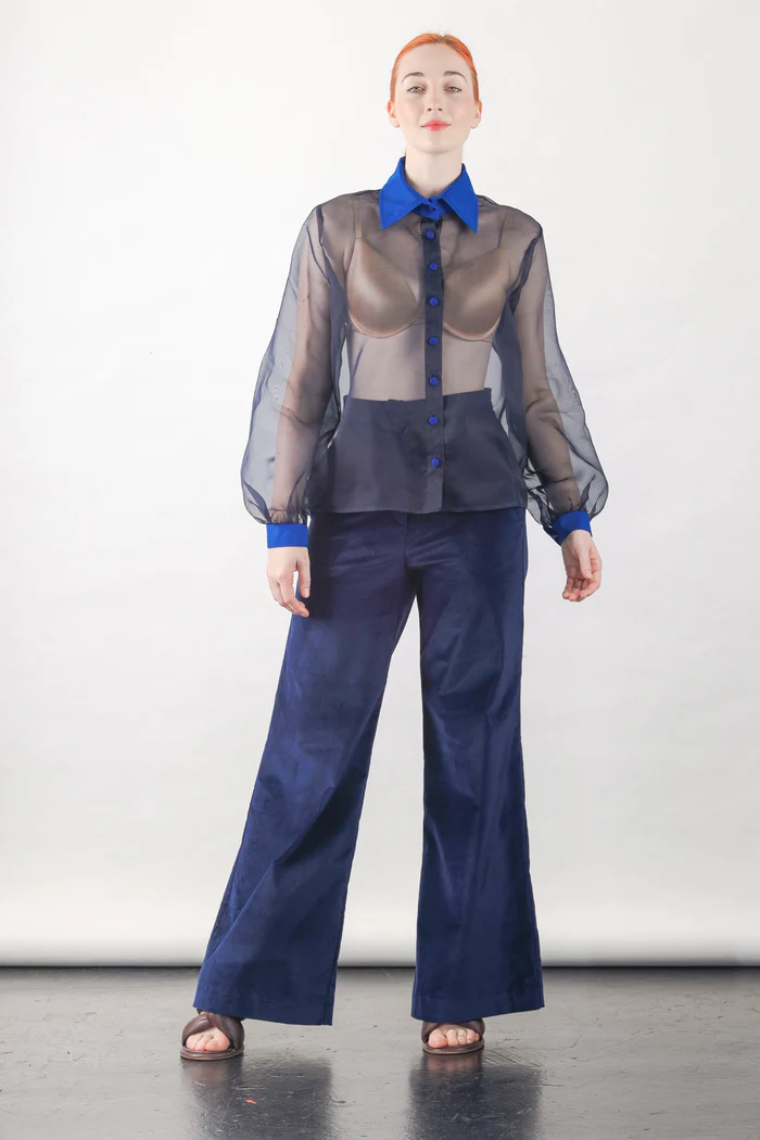 Anthony Shirt in Navy Silk Organza