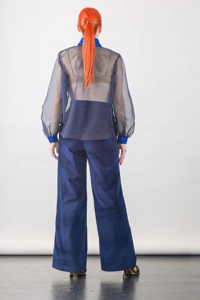 Anthony Shirt in Navy Silk Organza