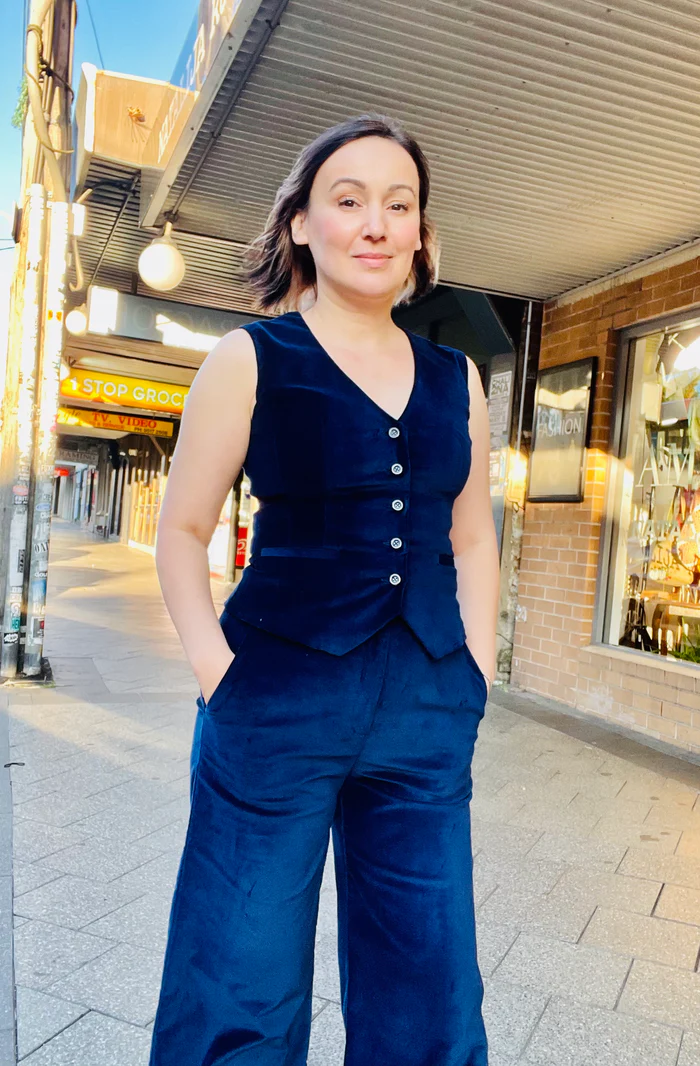 Navy Velvet Vest