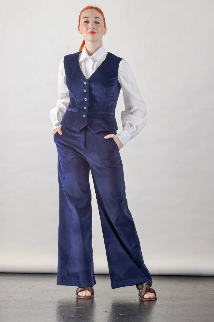 Navy Velvet Vest