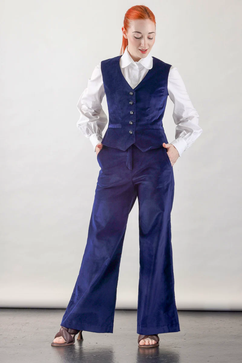 Navy Velvet Vest