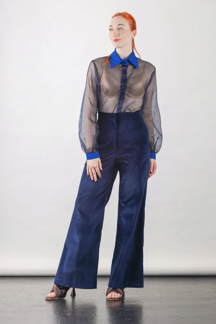 Anthony Shirt in Navy Silk Organza
