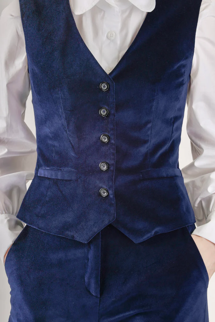 Navy Velvet Vest