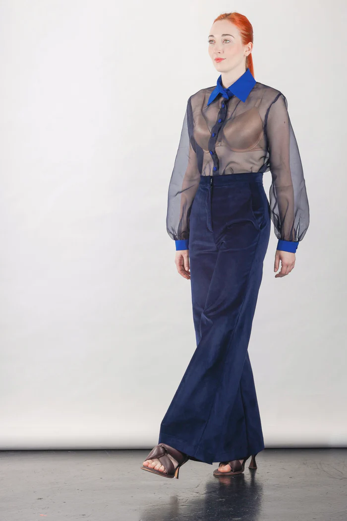 Anthony Shirt in Navy Silk Organza