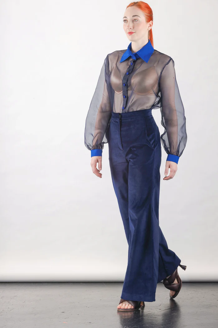 Anthony Shirt in Navy Silk Organza