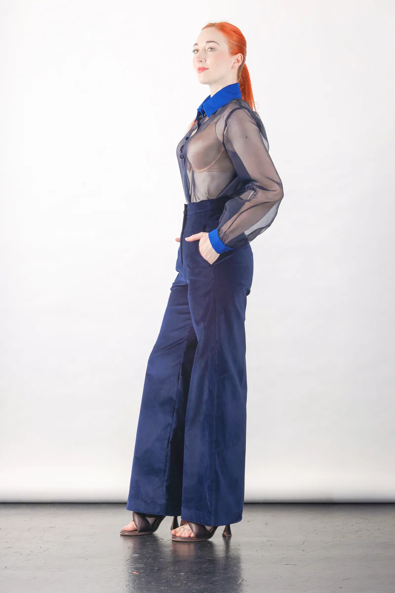 Anthony Shirt in Navy Silk Organza