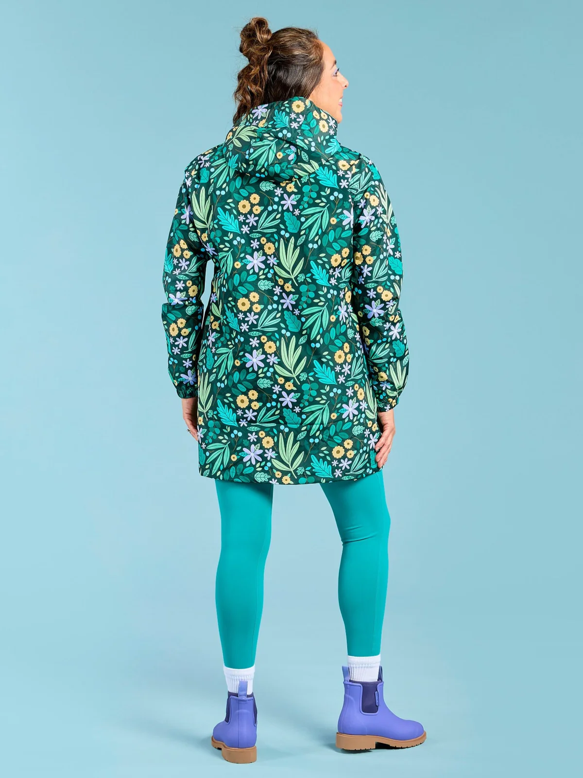 Leaves and Blooms Longline Raincoat