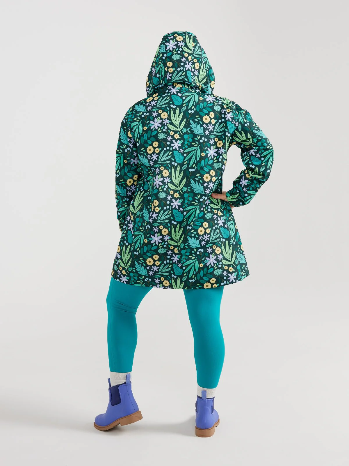 Leaves and Blooms Longline Raincoat