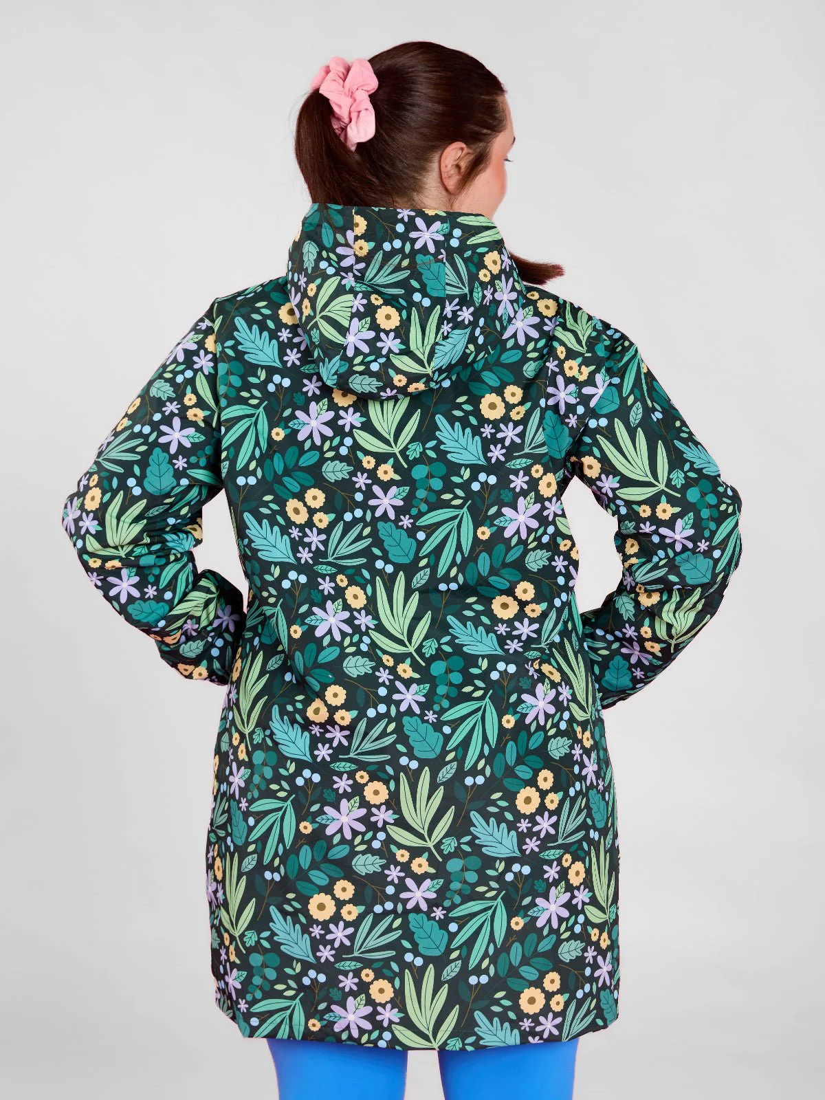 Leaves and Blooms Longline Raincoat