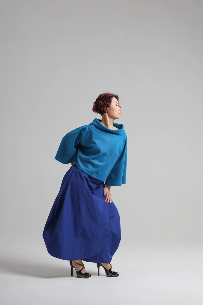 Sally Top in Blue Boiled Wool