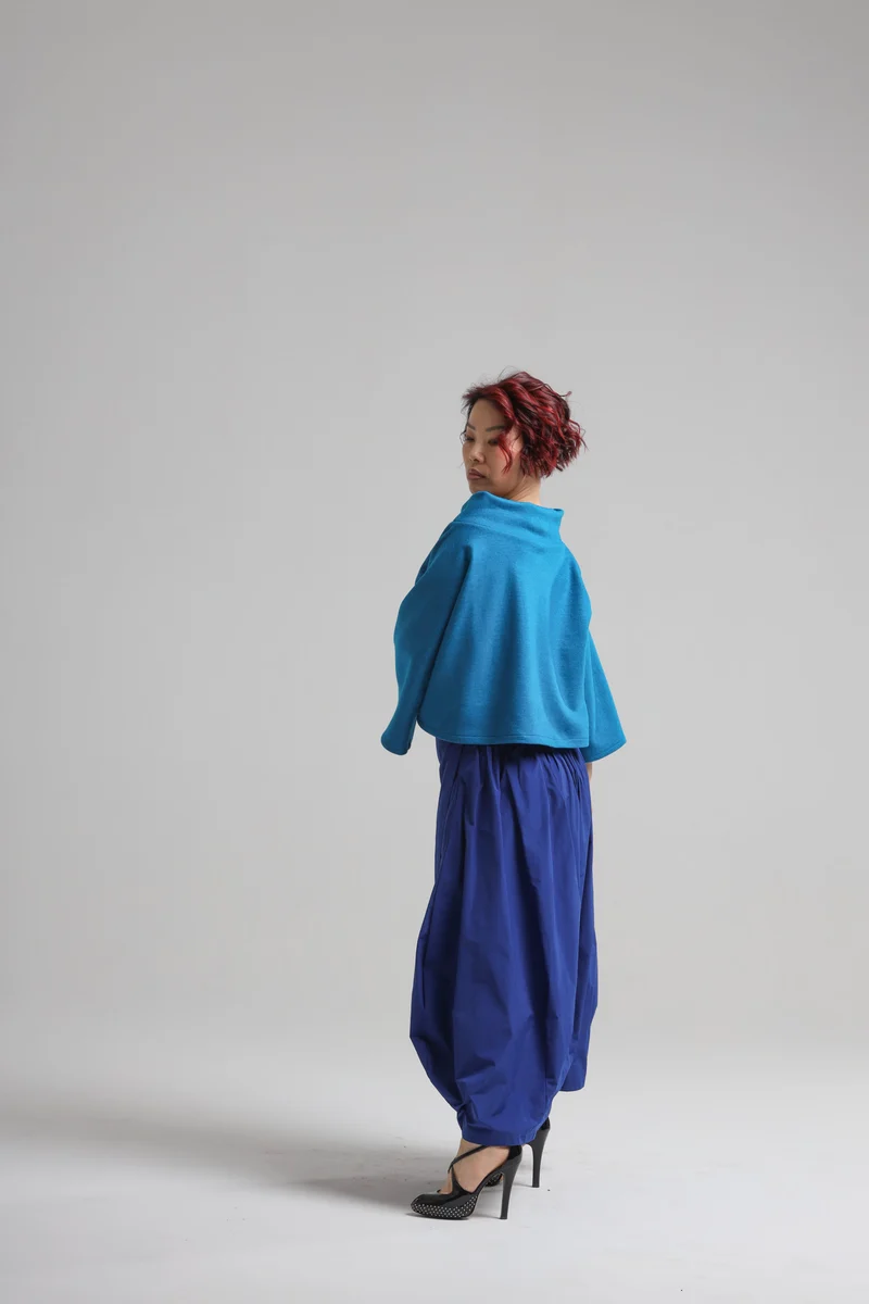 Sally Top in Blue Boiled Wool