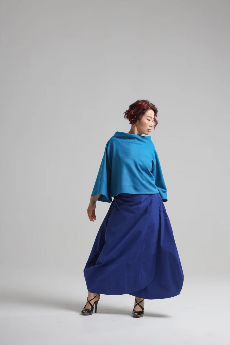 Sally Top in Blue Boiled Wool